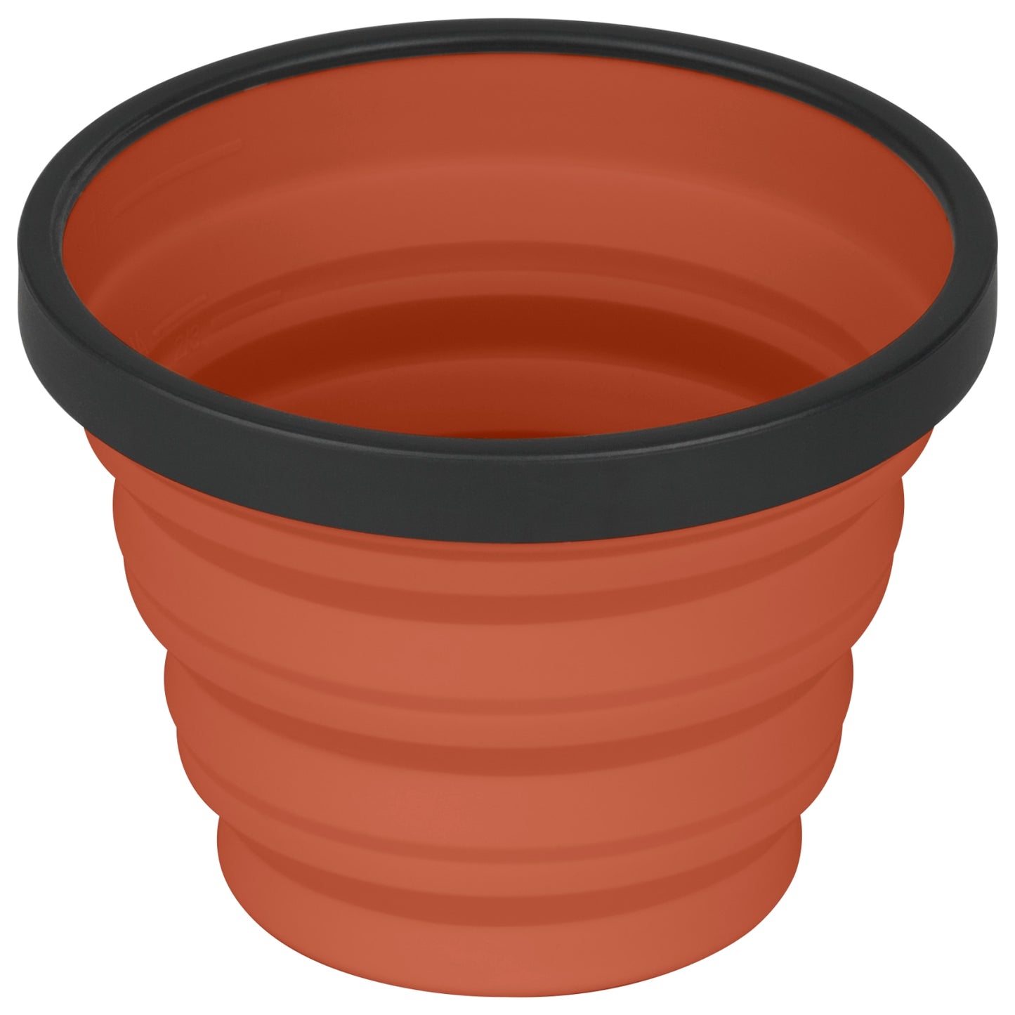 Rust orange silicone collapsible X cup by Sea to Summit.