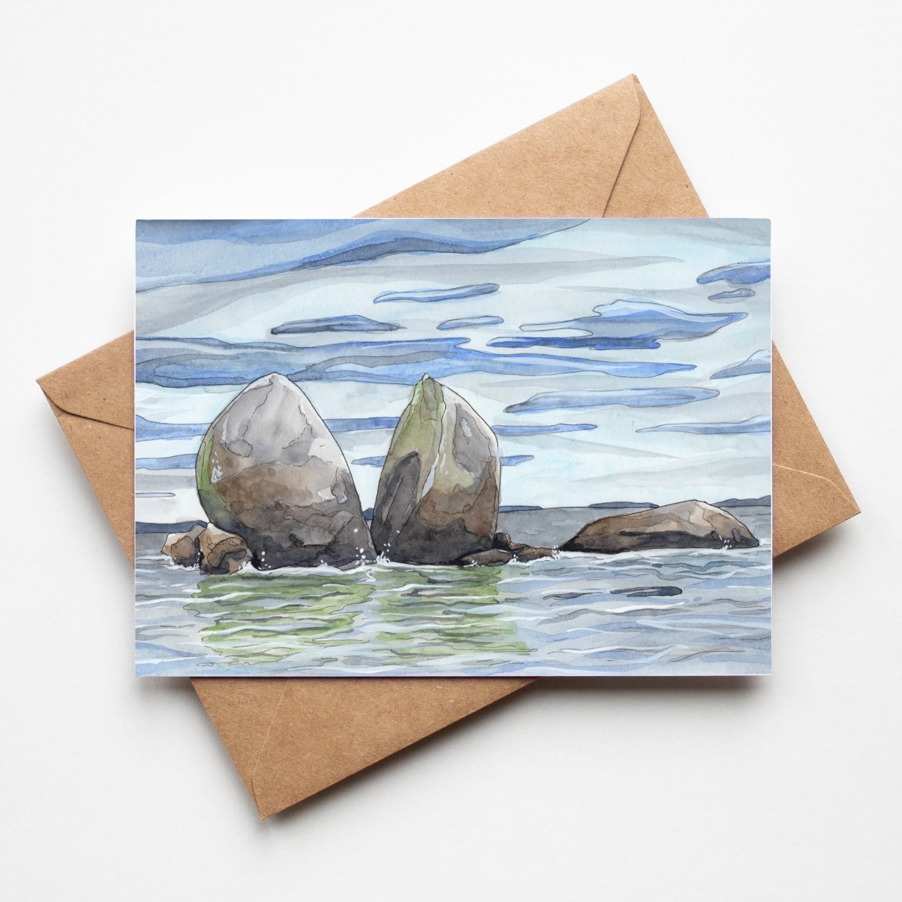 Greeting card by artist Leah Ingram featuring Split Apple Rock.