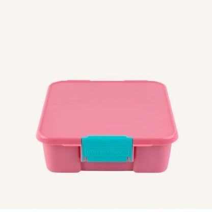 Pink Bento Style Lunch Box with blue clip from Little Lunch Box Co.
