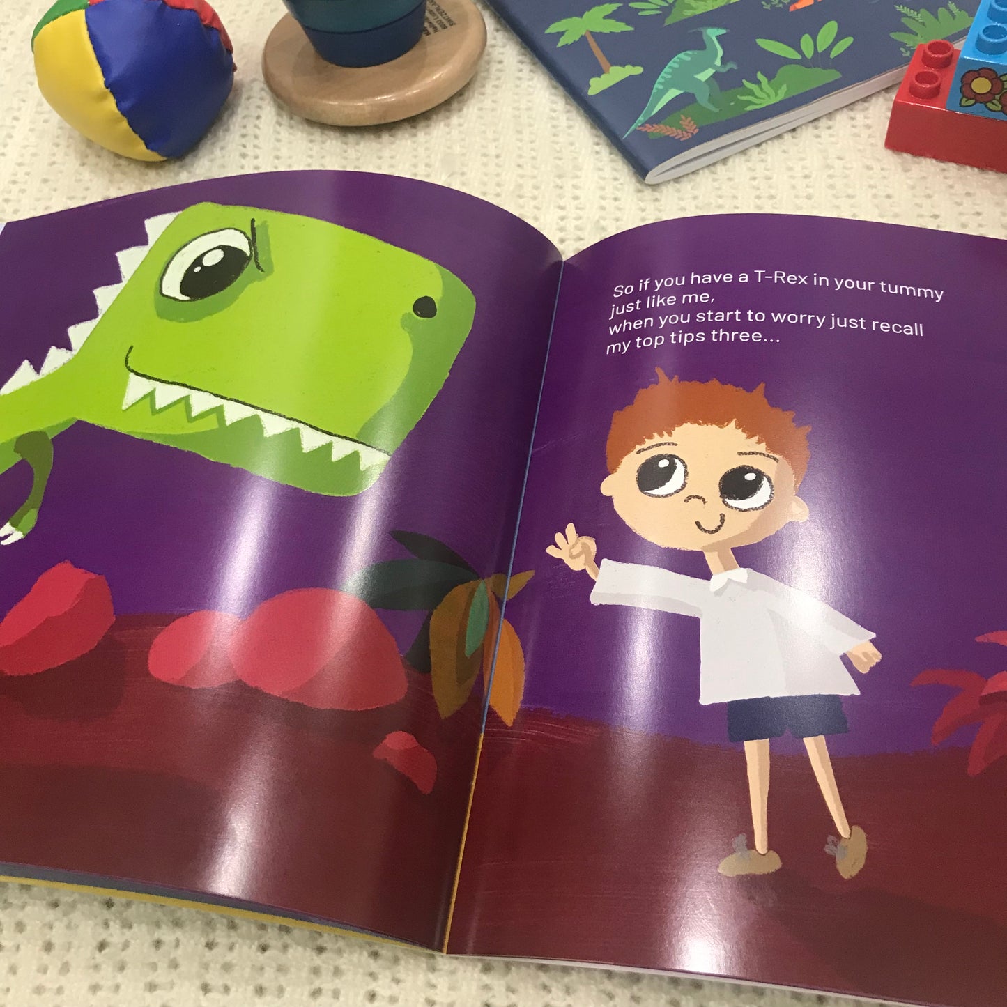 Pages from There's a T-Rex in my Tummy childrens book.