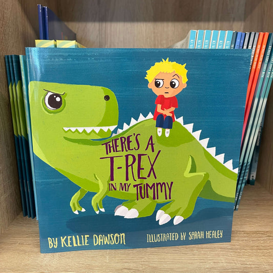 There's a T-Rex in my Tummy childrens book cover.
