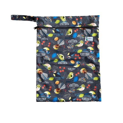 Wet bag with native New Zealand bird print.