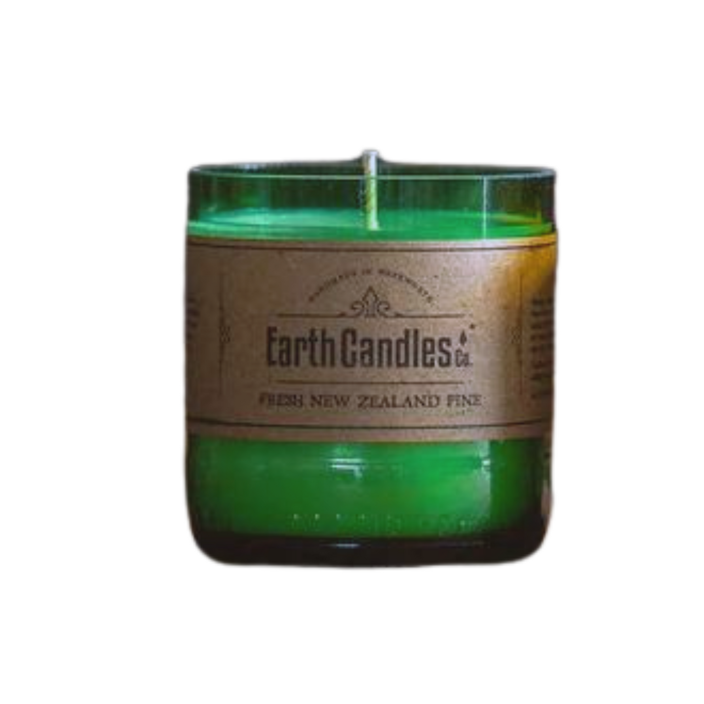 Fresh New Zealand Pine scented 100g tealight made in a recycled green glass bottle.