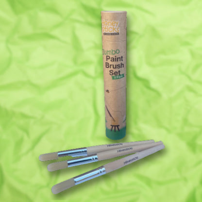 Honey Sticks Jumbo paintbrush set. 3 brushes and a cardboard tube