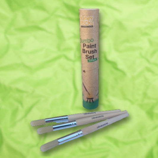 Honey Sticks Jumbo paintbrush set. 3 brushes and a cardboard tube