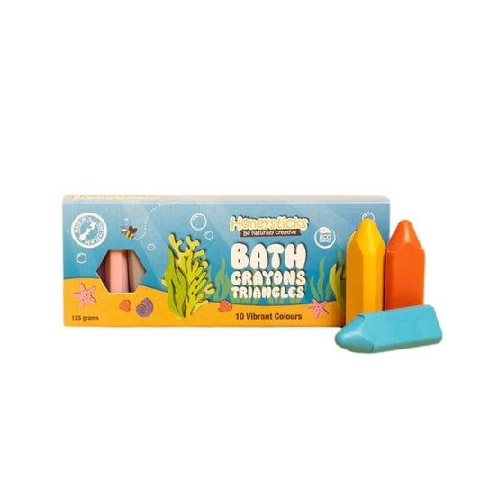 Bath crayons in a triangle shape.