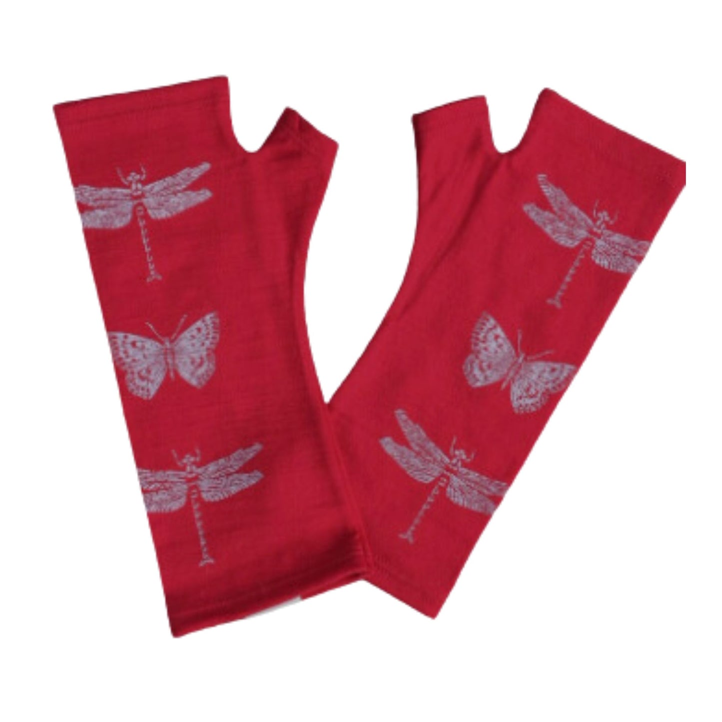 Merino Wool Gloves - Red Dragonfly and made in New Zealand by Kate Watts. Just beautiful