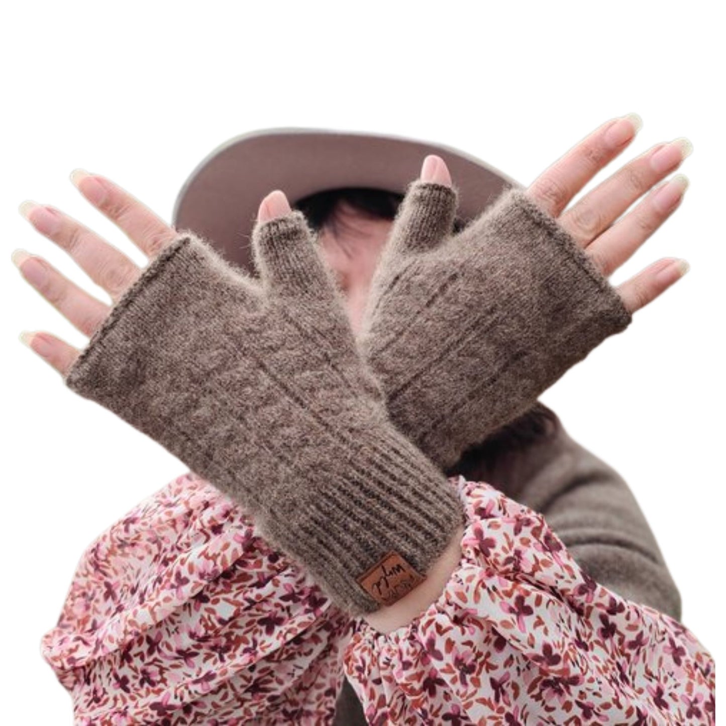 Fingerless gloves in natural brown wool by Wyld.