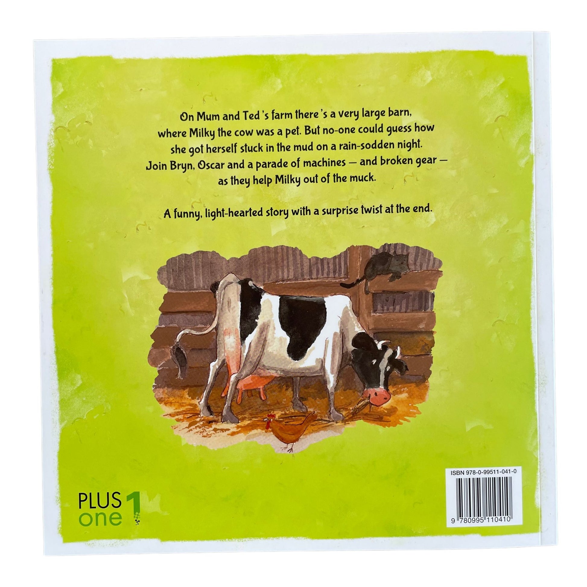 Stuck in the Muck - Soft cover children's story book. Back cover of the book.