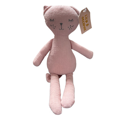 Pink cotton Rose the cat soft toy