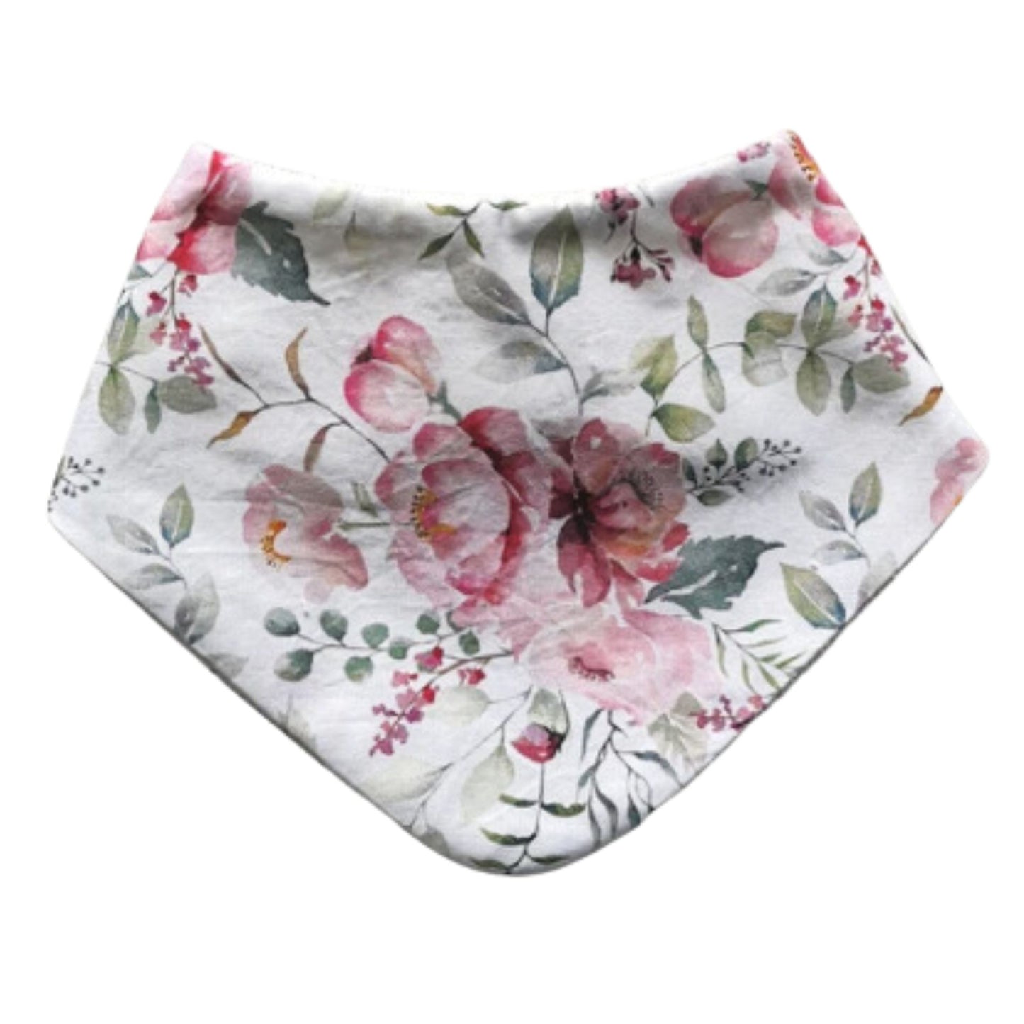 Pretty pink floral design bibs for babies made by Bibbles