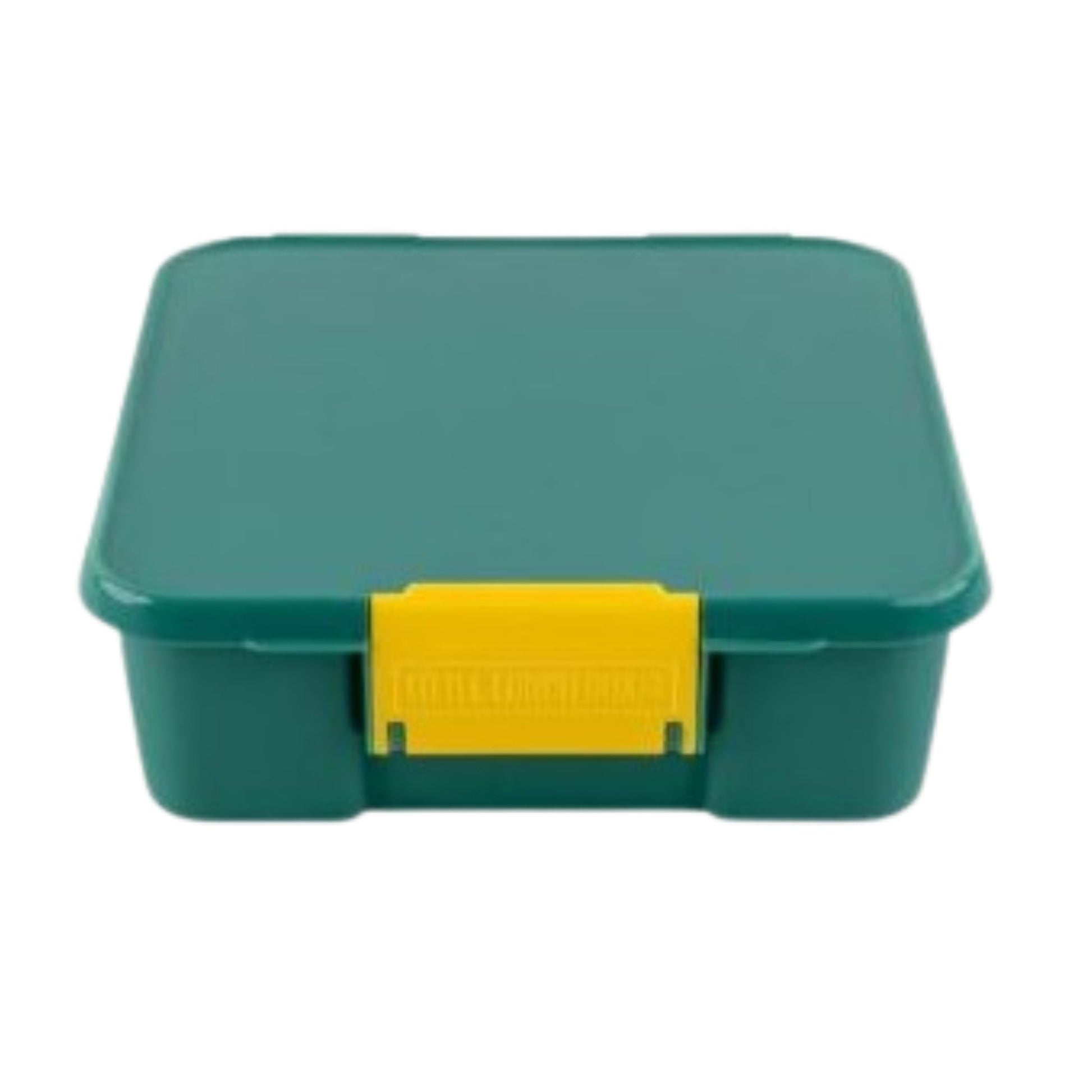 Green with yellow clip bento style lunch box from Little Lunch Box Co.