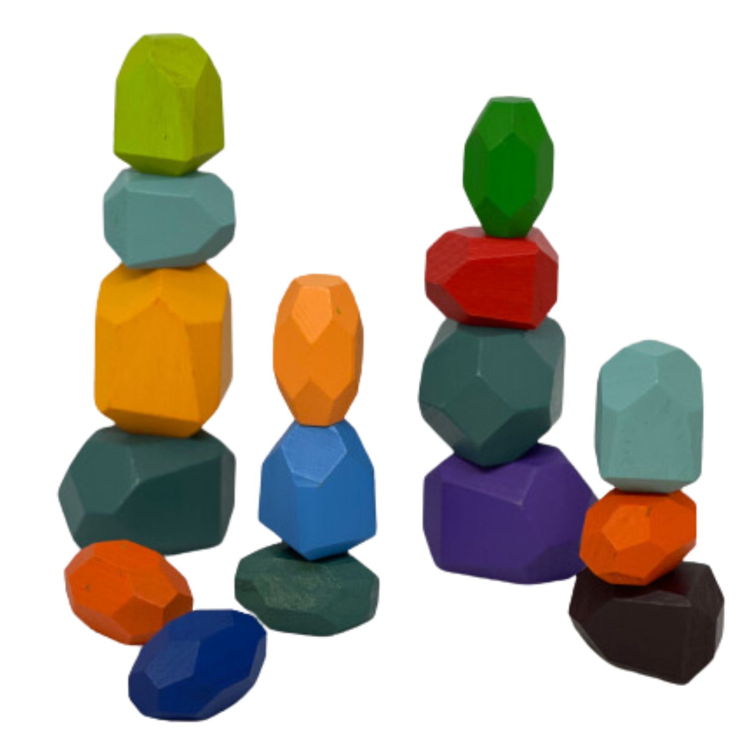 Multicoloured wooden balancing gems game