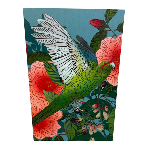 Flying Kākārikii & Camellia Greeting Card