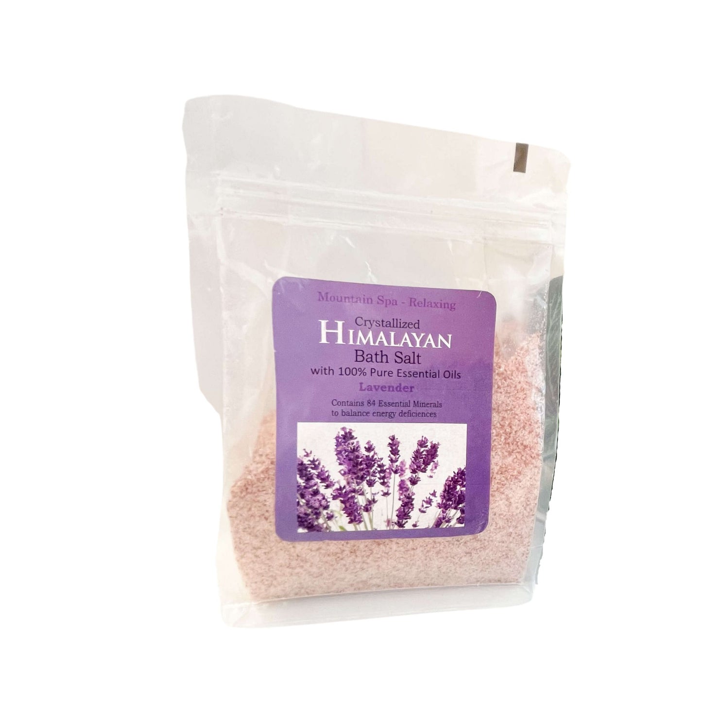 A bag of lavender bath salts.