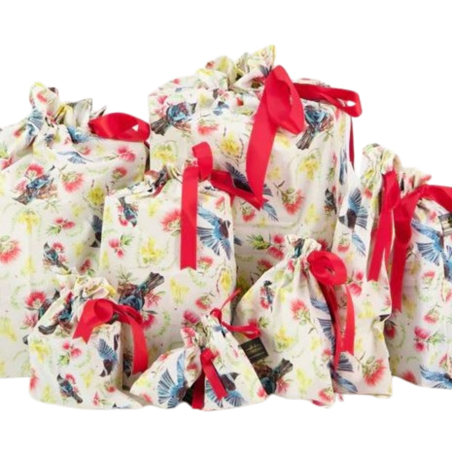 Reuseable gift bags with a native NZ Fauna and Flora design