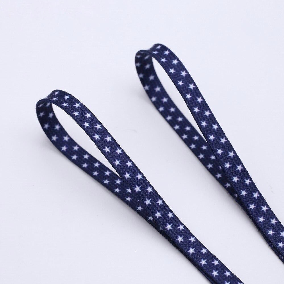 Blue shoelaces with white stars.