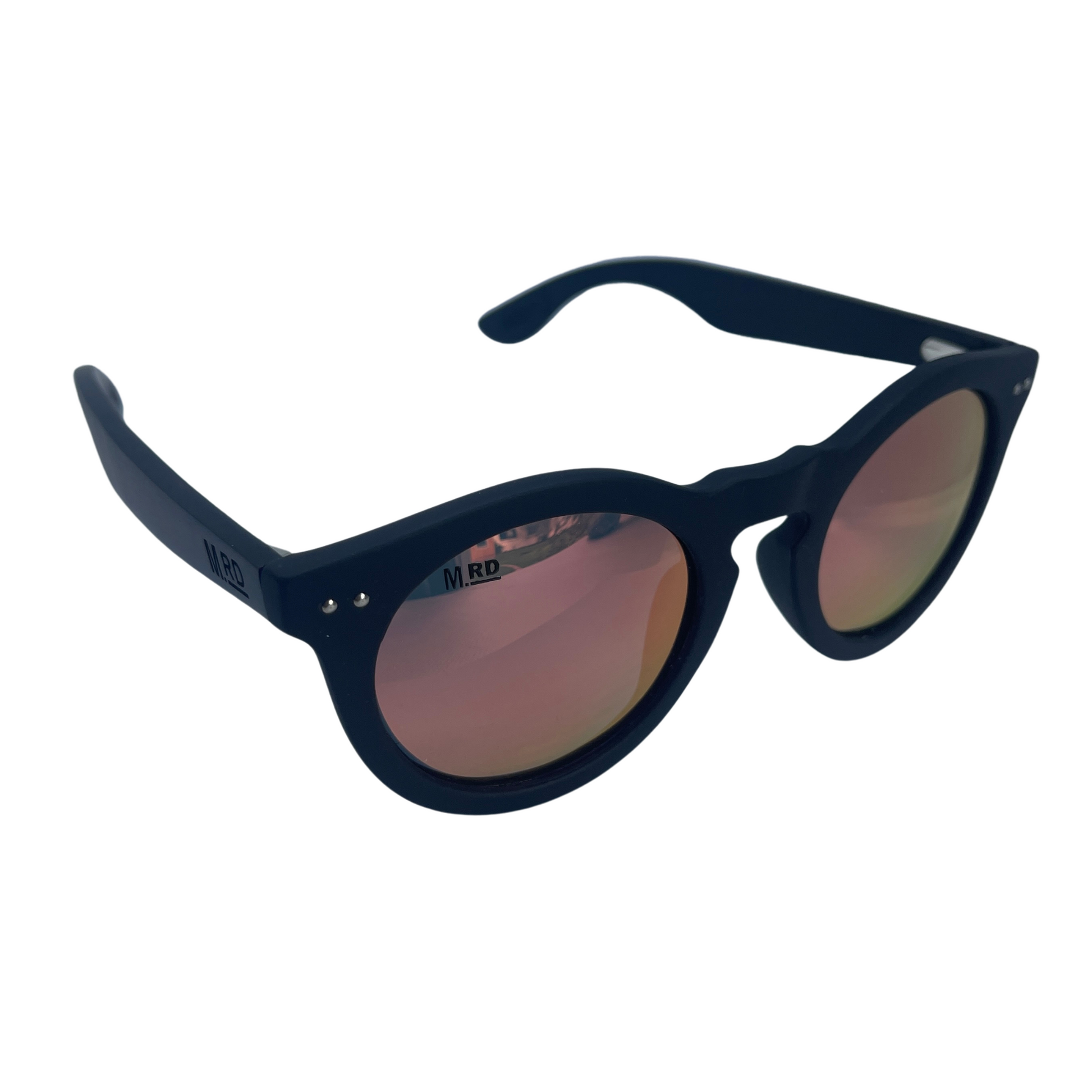 Womens black frame sunglasses with pink reflective lens in a Grace Kelly style.
