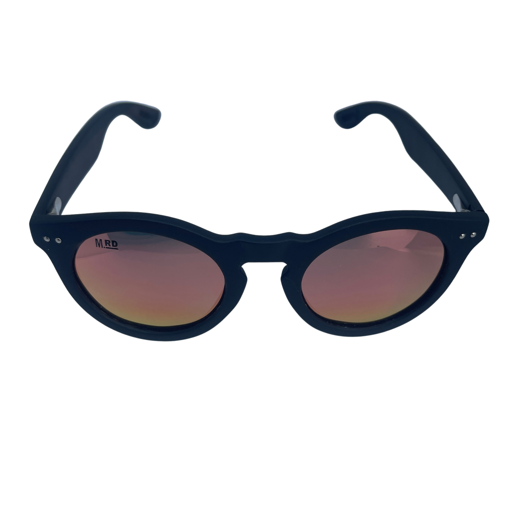 Womens black frame sunglasses with pink reflective lens in a Grace Kelly style.