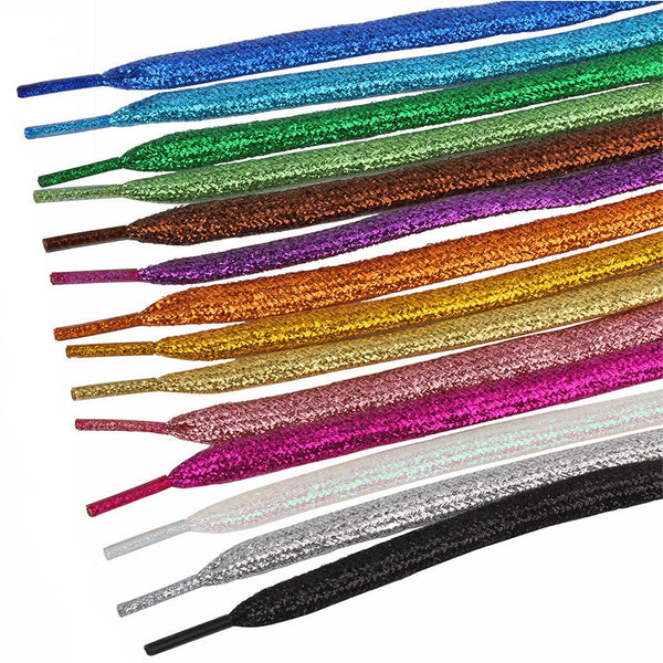 Metallic colourful shoelaces.
