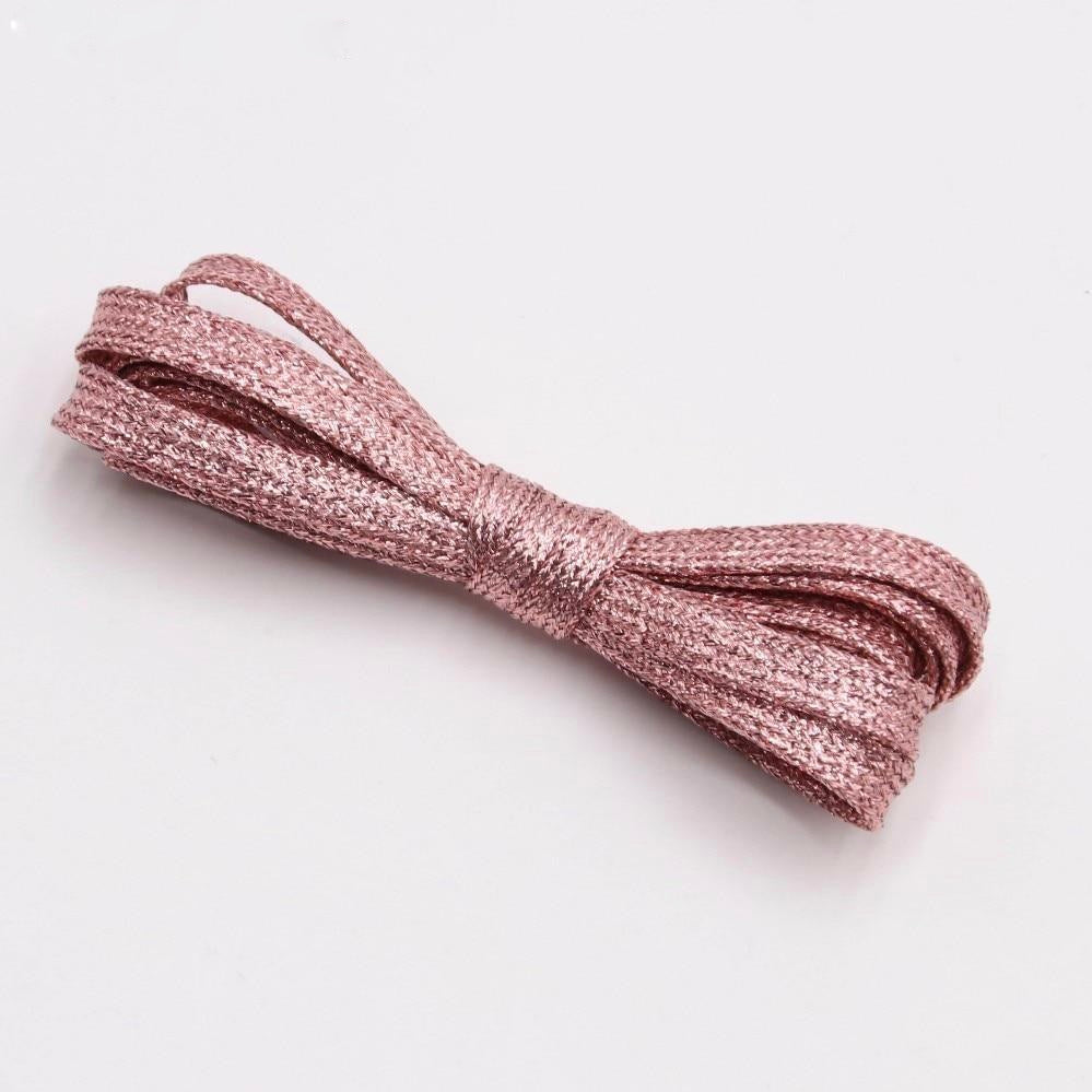 Rose metallic shoelaces.