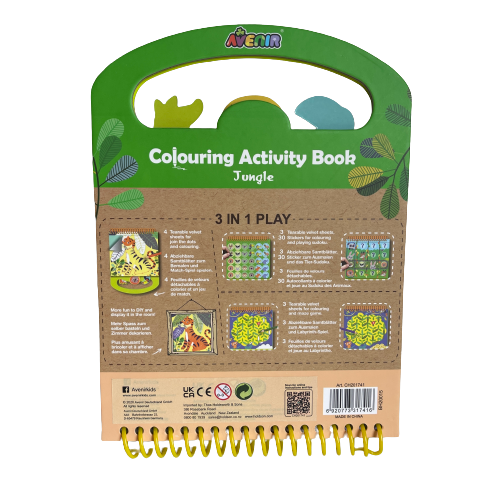 Jungle colouring and activity book for children.