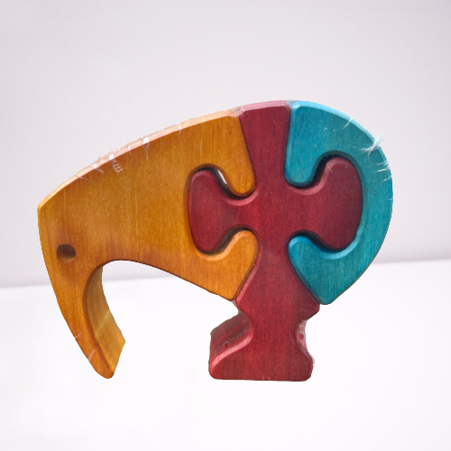 Coloured wooden Kiwi bird puzzle.