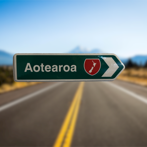 Aotearoa road sign magnet.