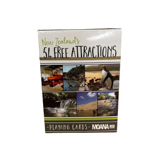 Pack of playing cards featuring NZ attractions.
