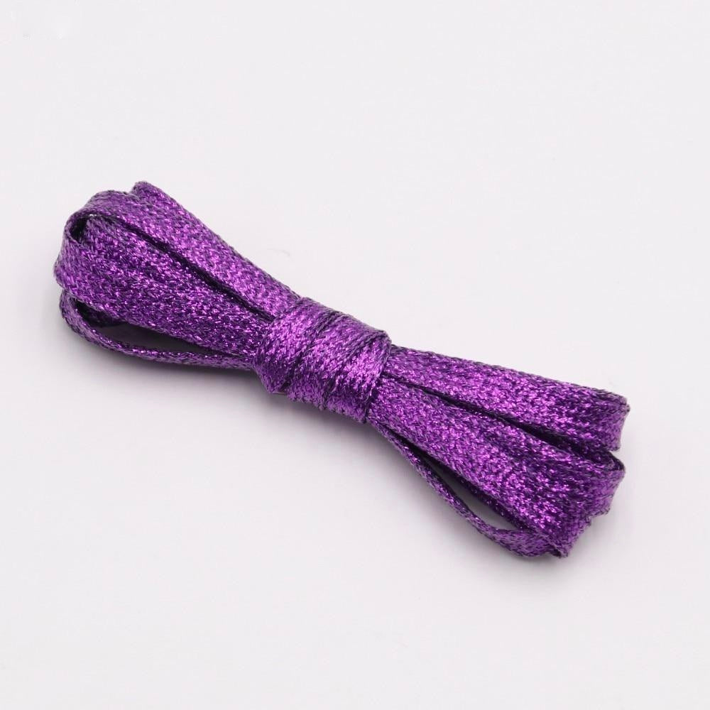 Purple metallic shoelaces.