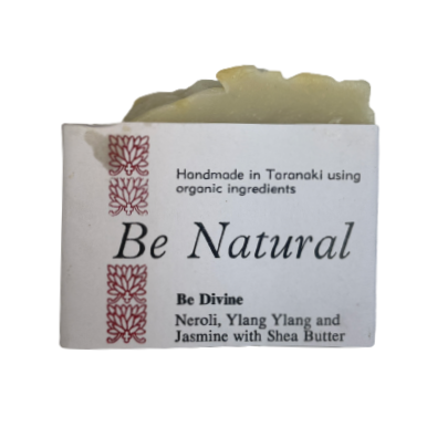 Be Natural soap named Be Divine with neroli, ylang ylang & jasmine.