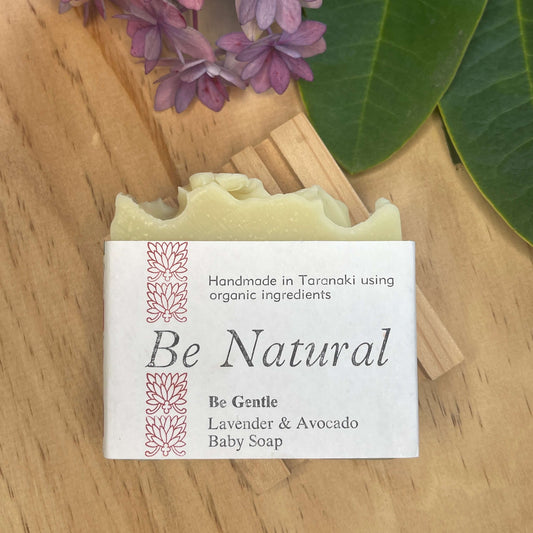 Natural soap on a wooden soap rack.