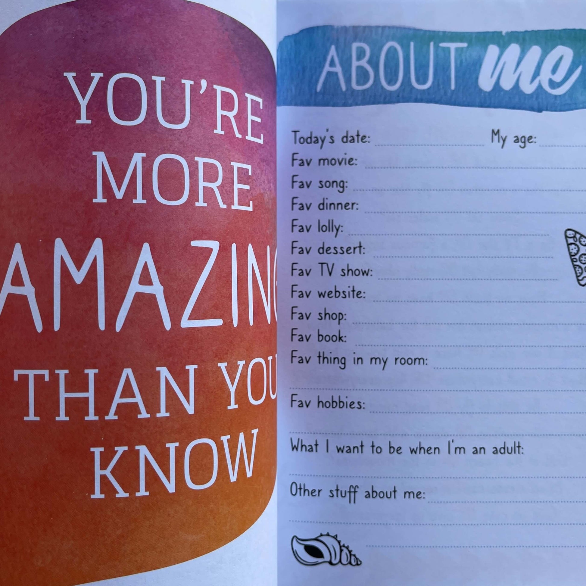 Pages from the Being Me Journal for Kids.