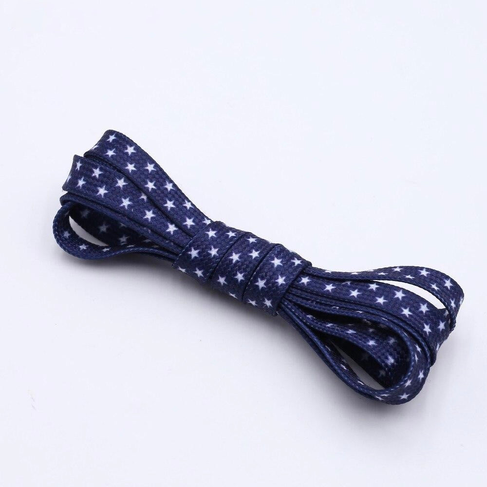Blue shoelaces with white stars.