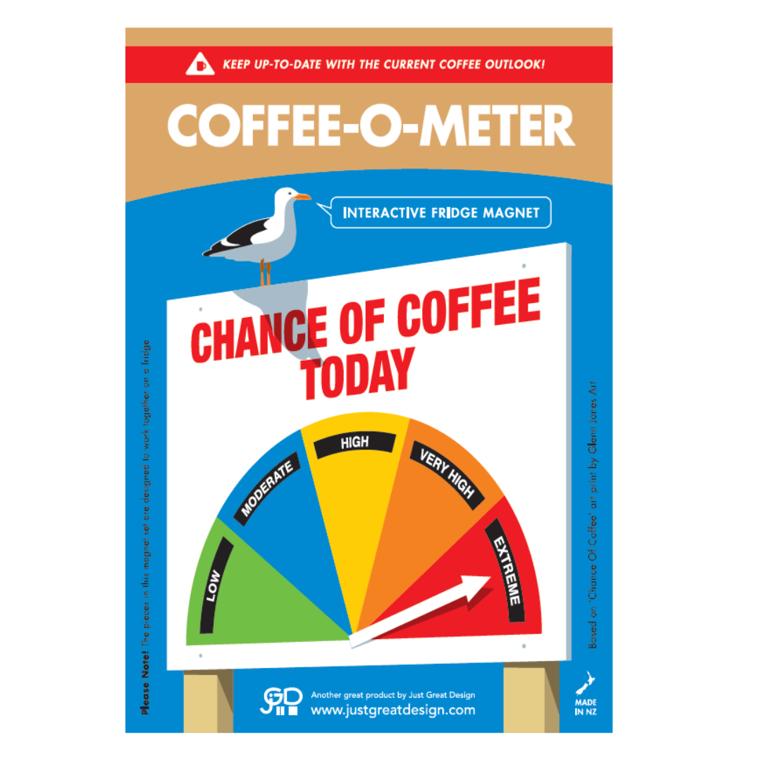 Chance of coffee meter magnet.