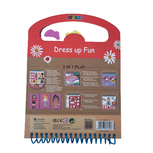 picture of the back of the dress up fun activity book.