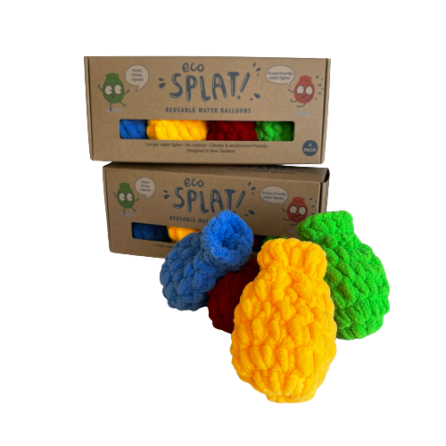 Eco splat reusable water balloons in box packaging.