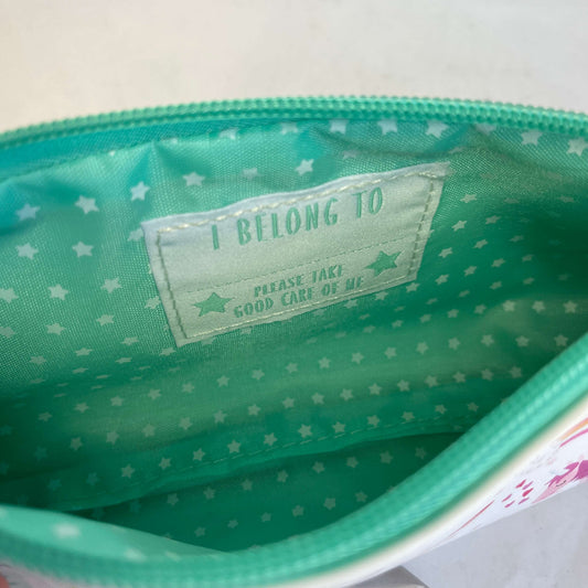 I belong to label sewn inside kids pencil case.