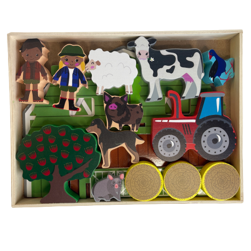 Wooden kids farm playset.