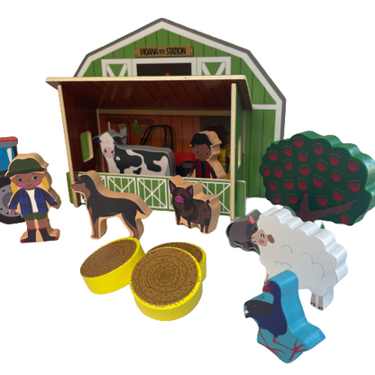 Wooden kids farm playset.