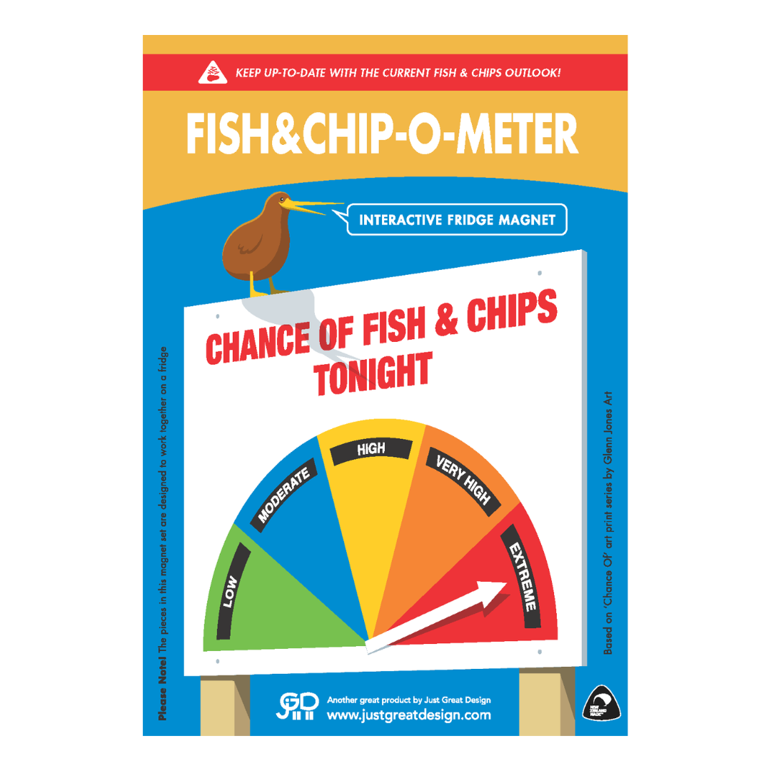 Chance of fish & chips meter magnet.