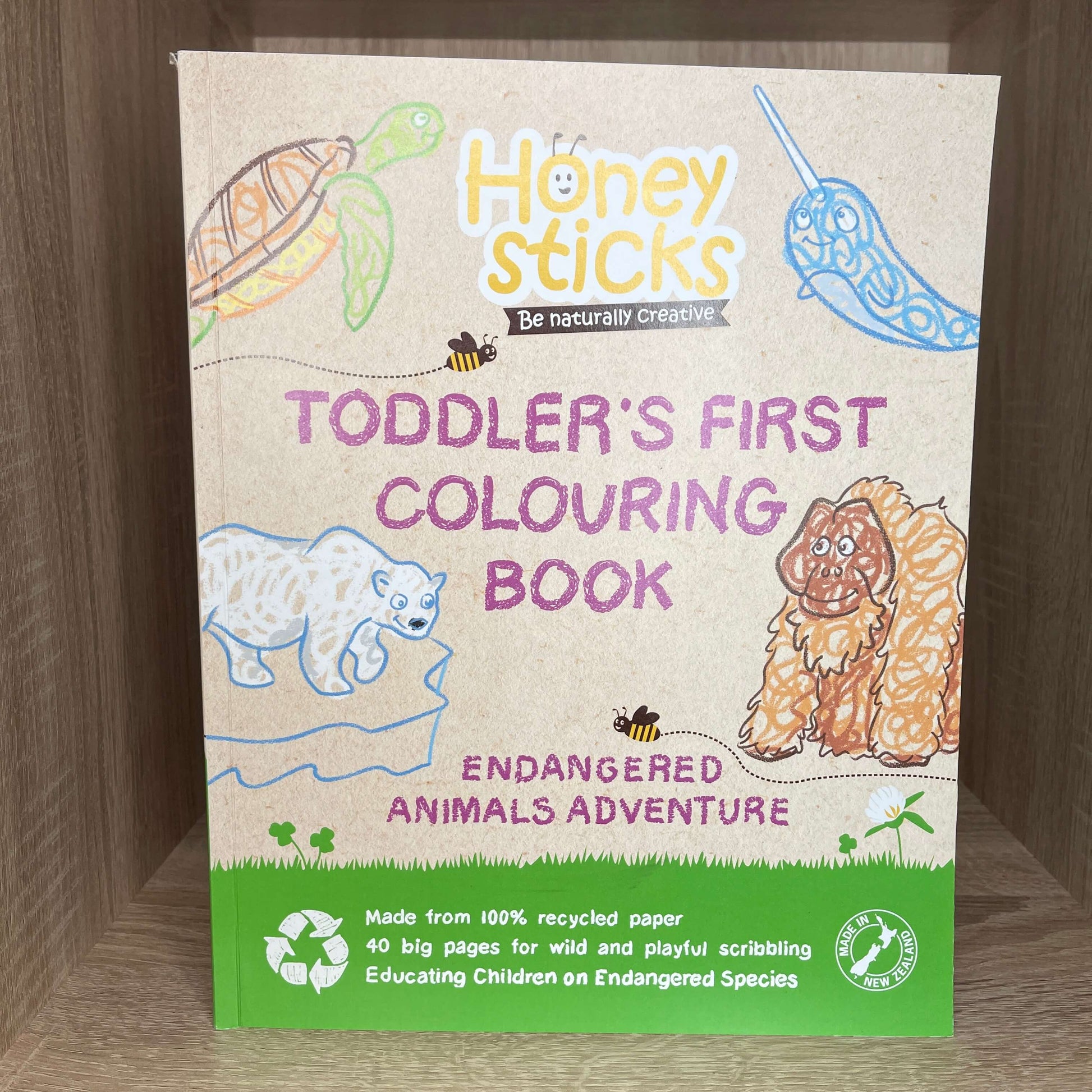 Toddler colouring book featuring endangered animals.