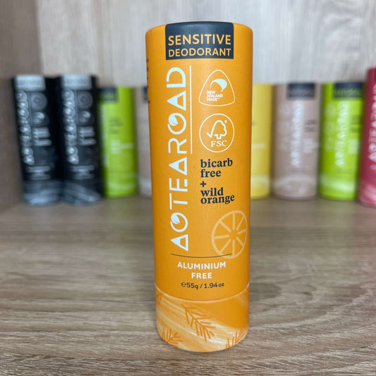 Natural deodorant stick in wild orange scent by Aotea Road.