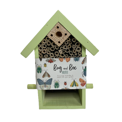 Wooden bug and bee hotel.