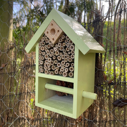 Wooden bug and bee hotel.