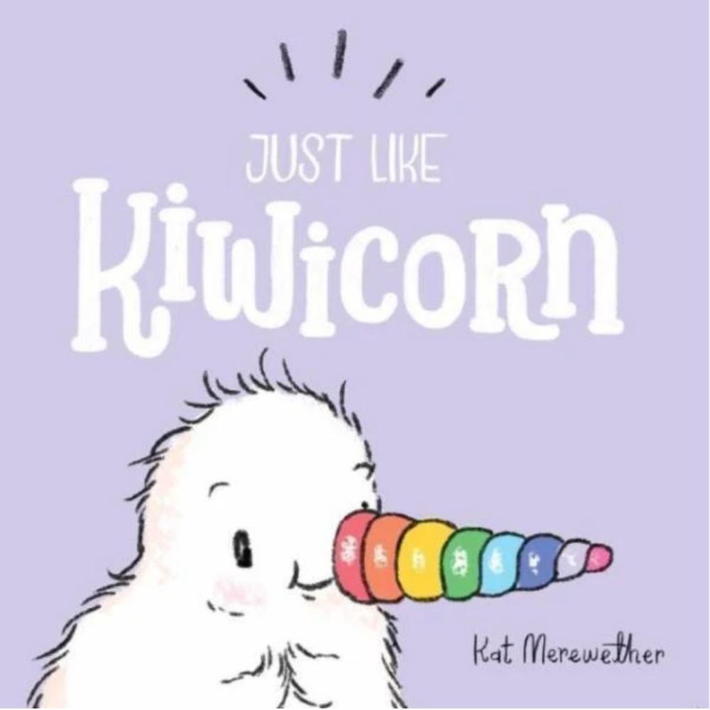Book cover for Just Like Kiwicorn, a mini board book by Kat Merewether.