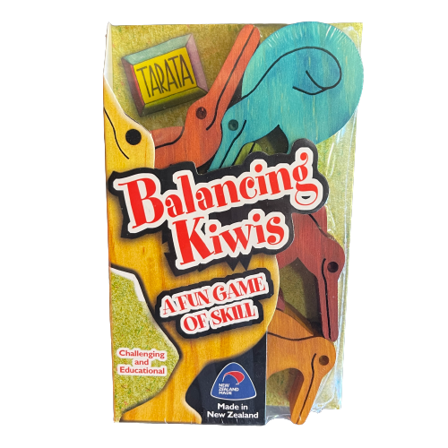 Pack of small wooden coloured balancing kiwis.
