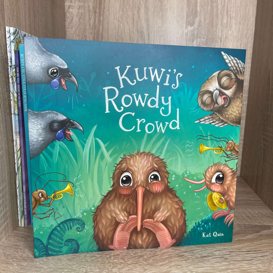 Childrens book Kuwis Rowdy Crowd by Kat Quin.