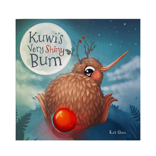 Book cover for childrens book Kuwi's Very Shiny Bum by Kat Quin.