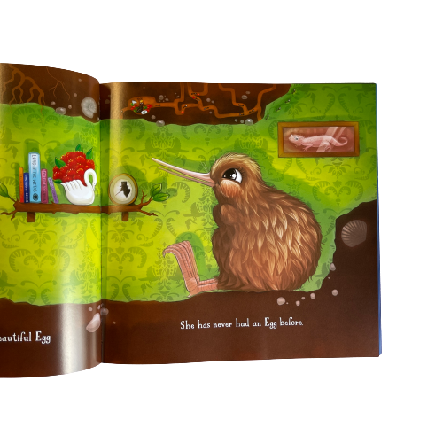 Page from childrens book Kuwi's First Egg by Kat Merewether.